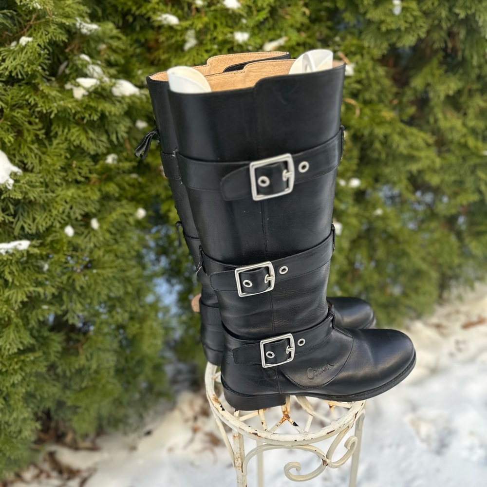 Coach “Jordan” Moto Leather Boots. 🖤 size 8